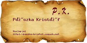 Pászka Kristóf névjegykártya